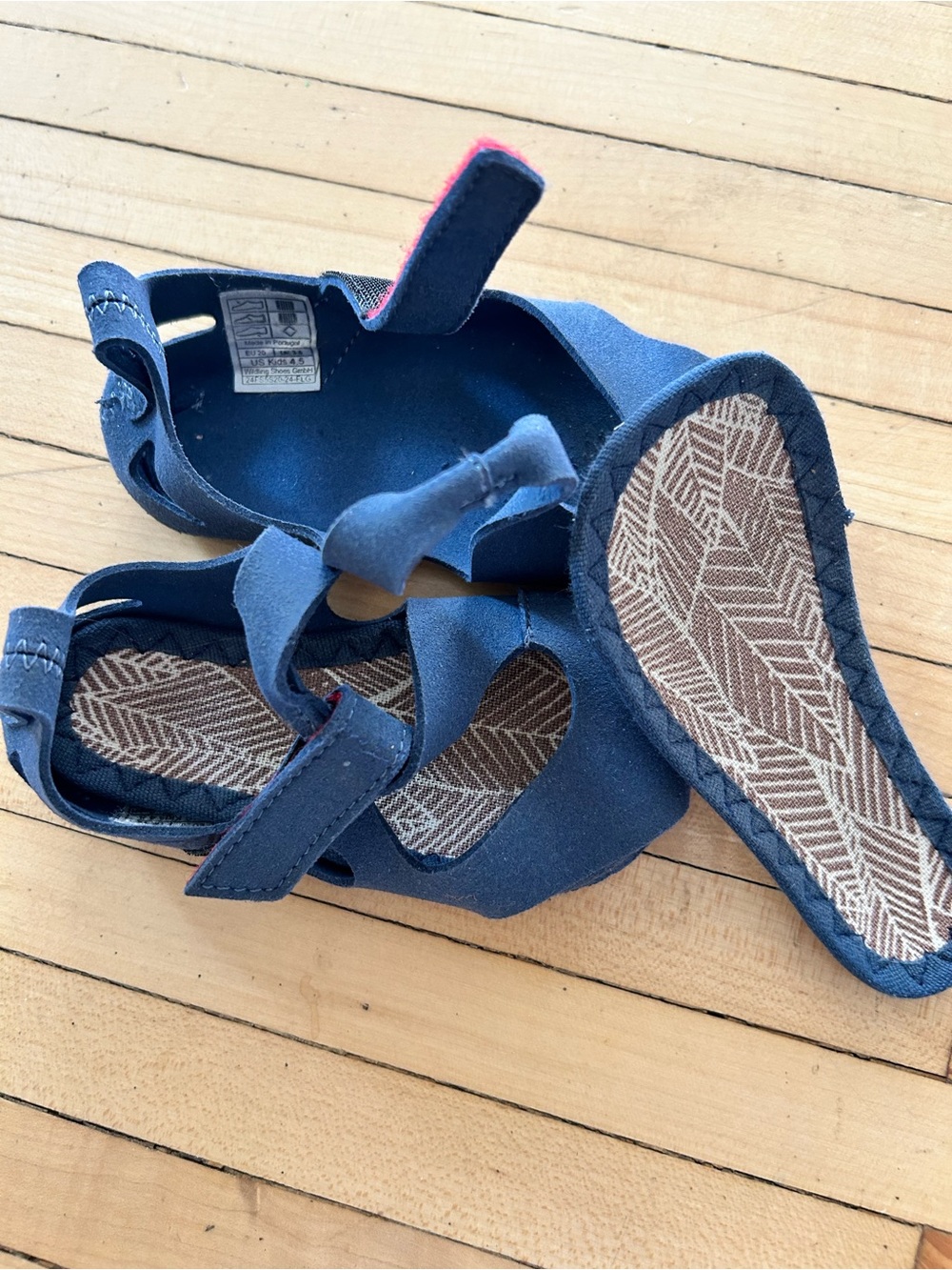 Kids Navy Blue leather-Strap Sandals - Picture 2 of 4
